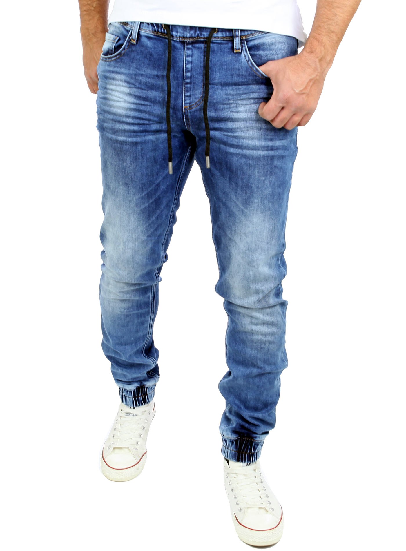 Reslad Dżinsy spodnie dresowe o wyglądzie dżinsu, męskie spodnie slim fit, spodnie męskie RS-2073