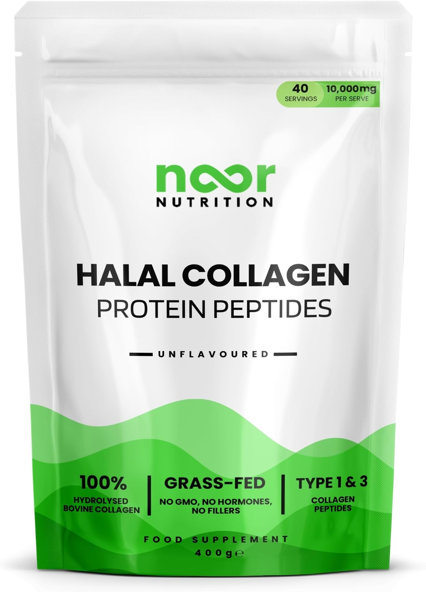 Halal Bovine Collagen Peptides Powder 400g for Hair, Skin, Nails and Joints - Hydrolysed Collagen Protein (Type 1 & 3) for Women and Men - High Levels of 8 Essential Amino Acids