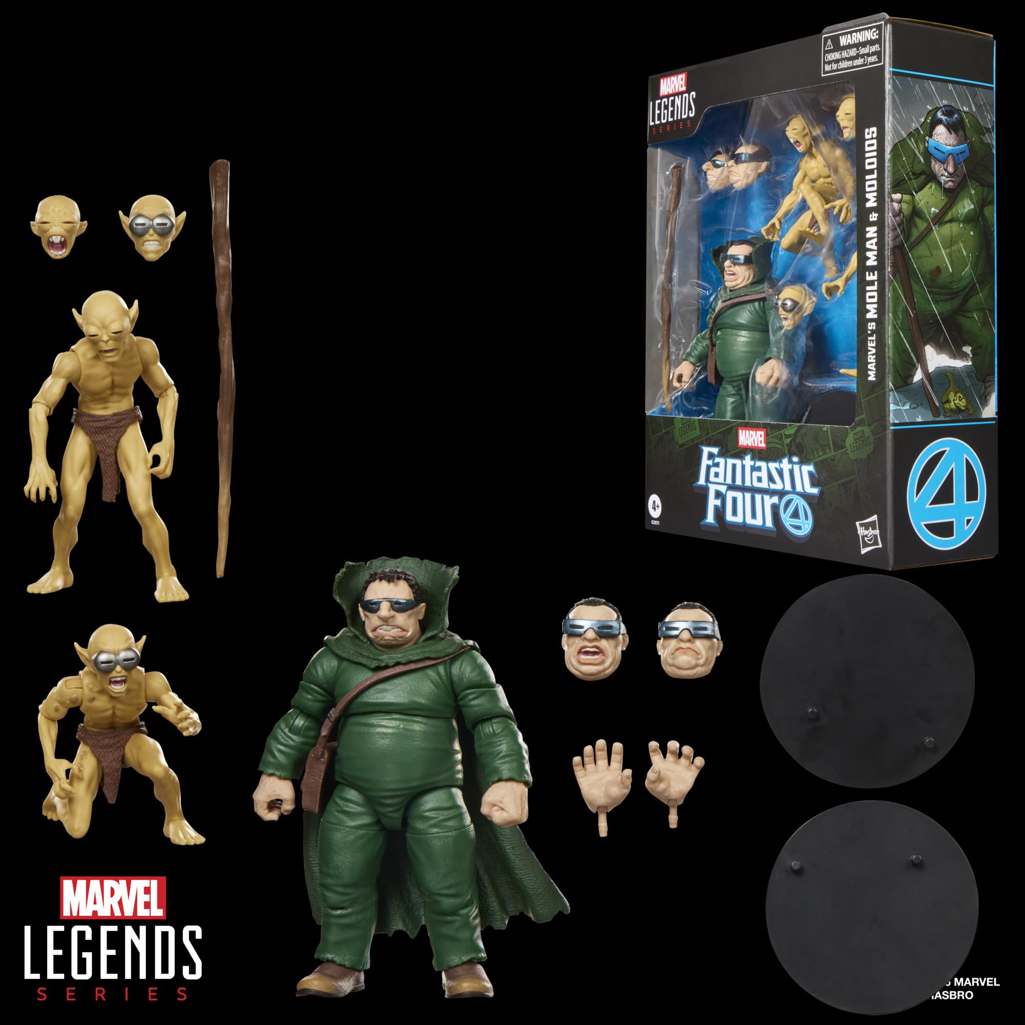 Marvel Legends Series Marvel's Mole Man & Moloids Multi-Pack, 3 von den Fantastic Four Comics inspirierte Action-Figuren zum Sammeln (Skala 15 cm)