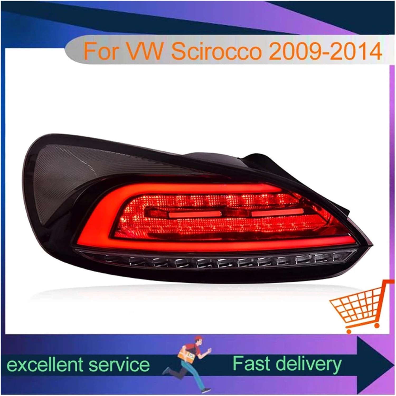 Car Tail Lamp DRL Rear Light Compatible for VW Scirocco 2009-2015 Turn Signal Brake Lights(Black)