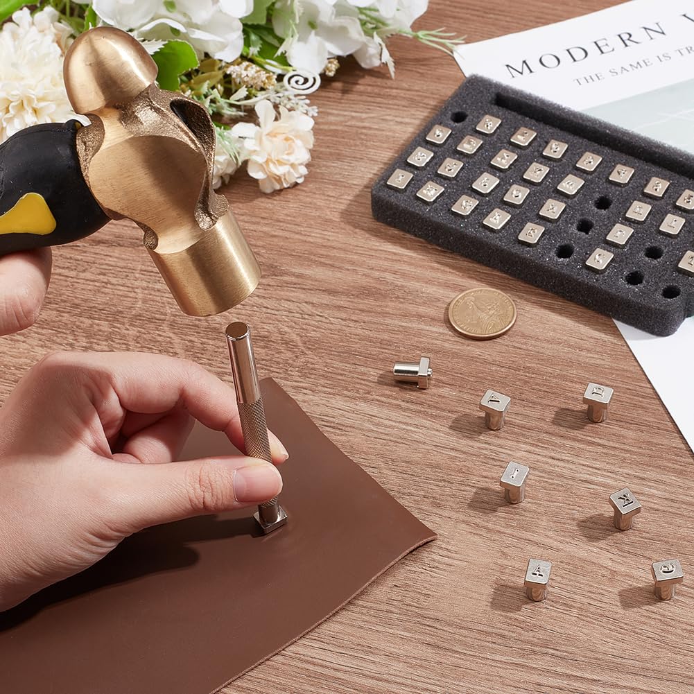 HOBBIESAY 1 Set 36Pcs Capital Letters and Numbers Stamp Set 10x8mm Alloy Alphabet Craft Stamping Tools Letter Stamp Tools Set Leather Art Craft Tool for DIY Craft - Image 3