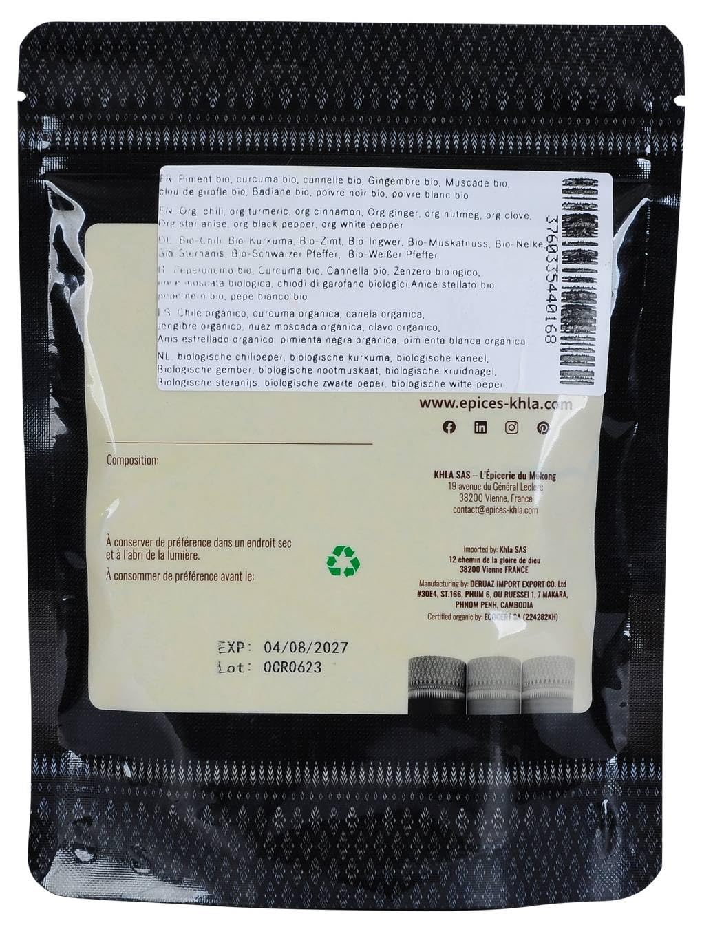 KHLA - Curry rojo en polvo - de producción ecológica - Bolsa de 180g
