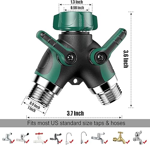 Miniatura 2 de Divisor de manguera de jardín de 2 vías - Divisor de manguera de agua con mango largo Manguera de jardín Válvula de cierre de doble conector en Y