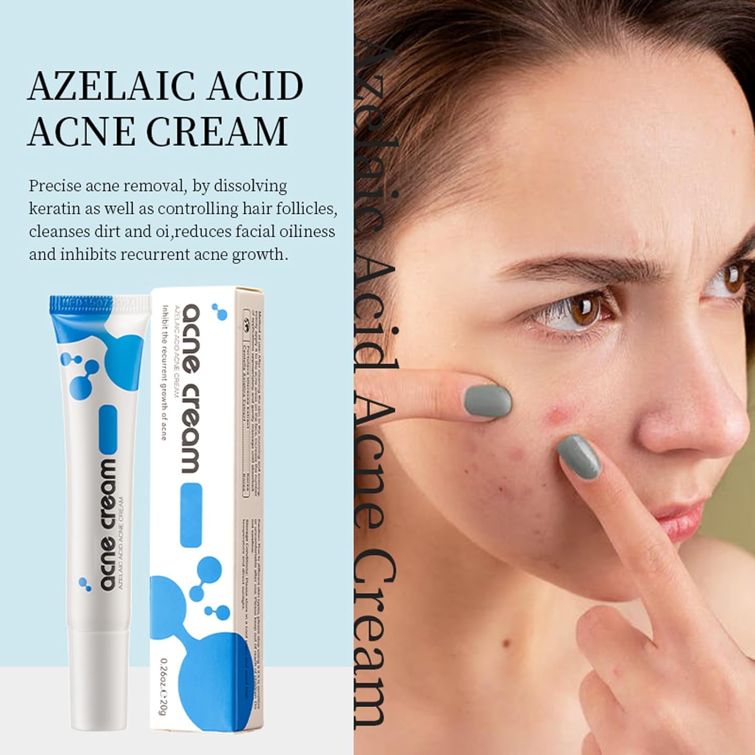2 PCS Azelaic Acid Cream for Face,Azelaic Acid Moisturize With Hyaluronic Acids for Face Redness, Pimple CreamAnti Acne Breakouts Azelaic Acid Gel Balance Excess Oil & Soothing No Irritation