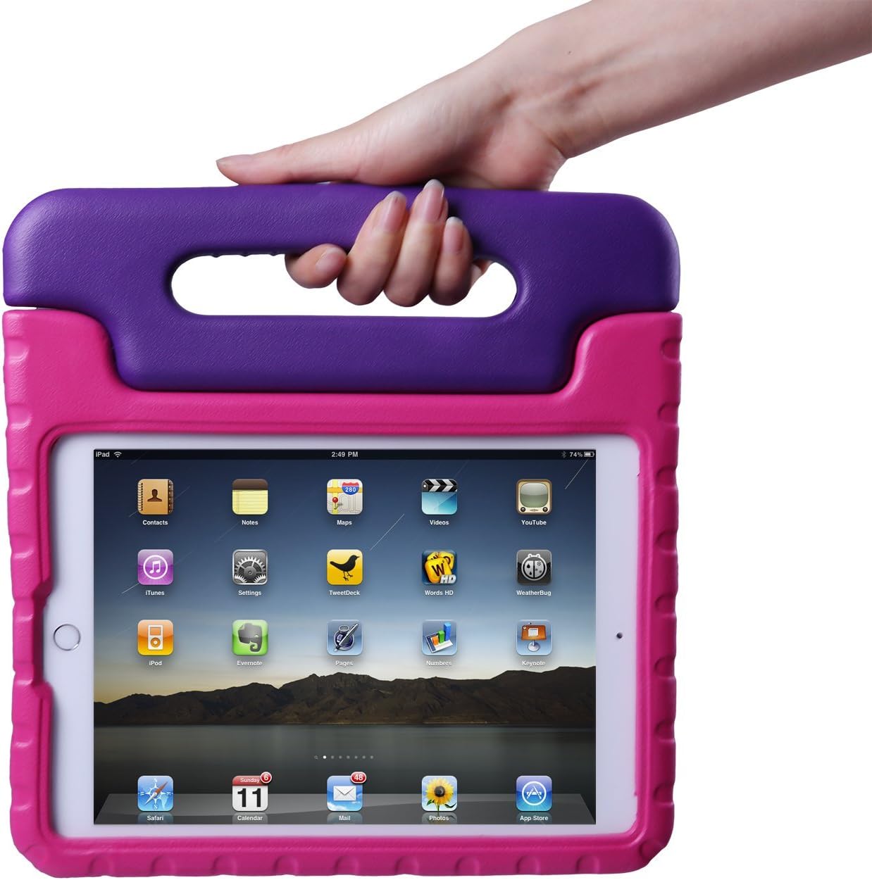 HDE iPad 6th Generation Case for Kids iPad 9.7 inch 5th and 6th Generation Cases for Kids Shock Proof Protective Light Weight Cover with Handle Stand for Apple iPad 9.7 with Pencil Holder Pink Purple