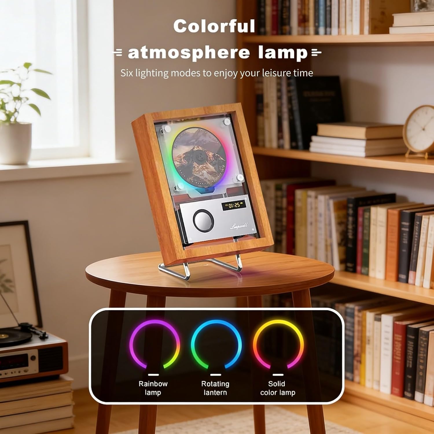 CD Player Photo Frame Vertical CD Player, Wall/Tabletop Dual Use, Built-in Speaker, Digital Display, Remote Control, Cordless Design, Perfect for Birthday Black