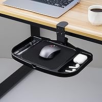 Vista 7 de Plataforma de soporte para alfombrilla de mouse con abrazadera, altura ajustable debajo del escritorio, accesorio de extensión de soporte giratorio