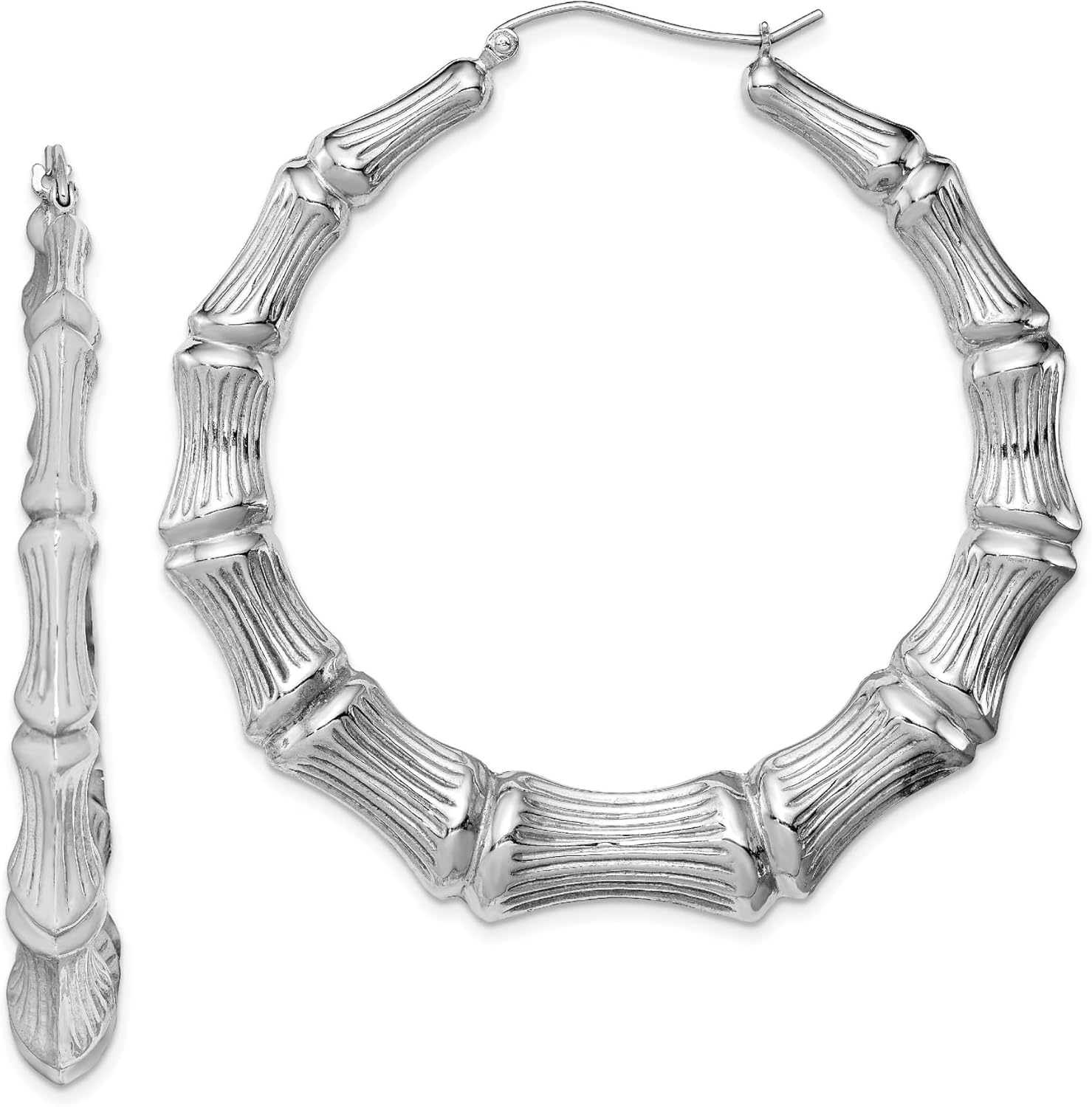 Better jewelry .925 sterling silver Bamboo hoops earrings Hip Hop statement earrings for women