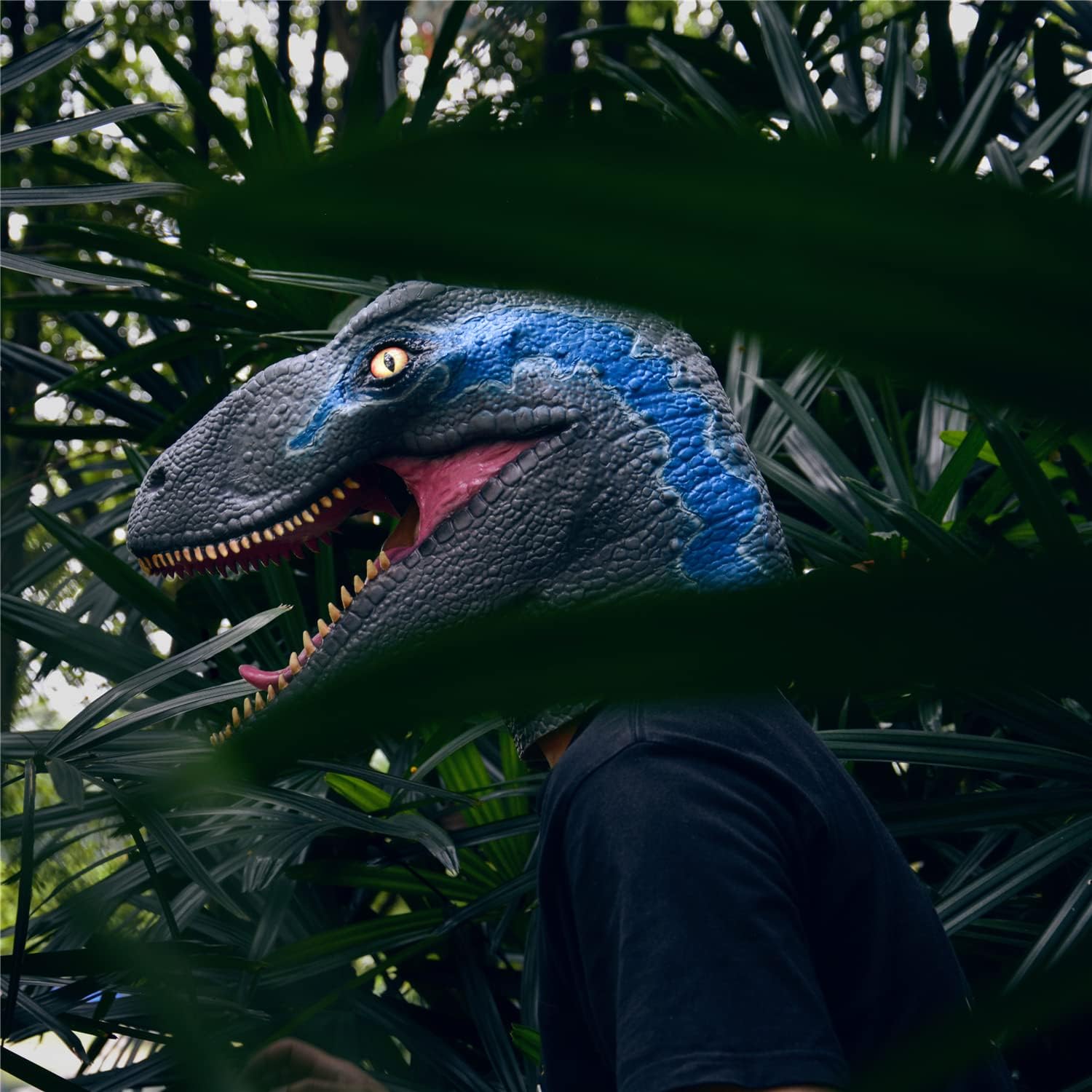 upgraded Velociraptor Dinosaur Mask for Halloween Costume Party Latex Dino Animal Head Mask