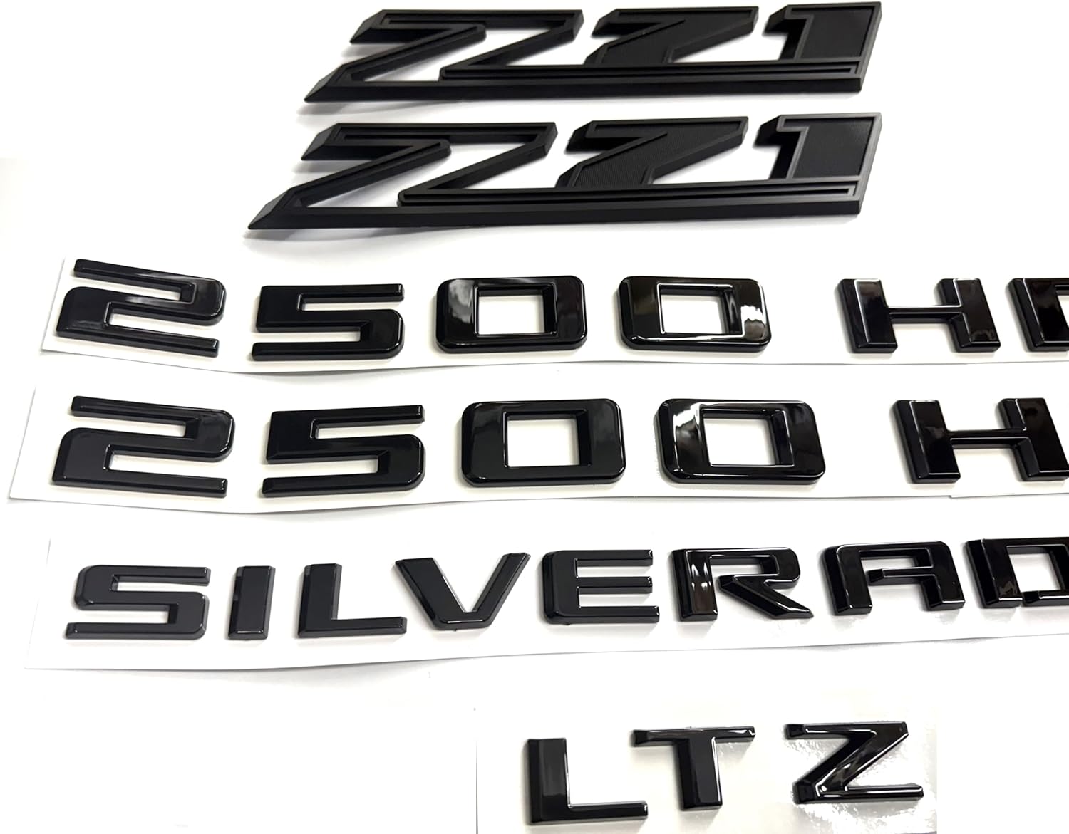 Z71 Emblem 2500 HD for Silverado Emblems LTZ Emblem 6Pcs Set Nameplate Badge Tailaget 3D Decal Logo Replacement for Silverado LTZ 2500 HD (Black)