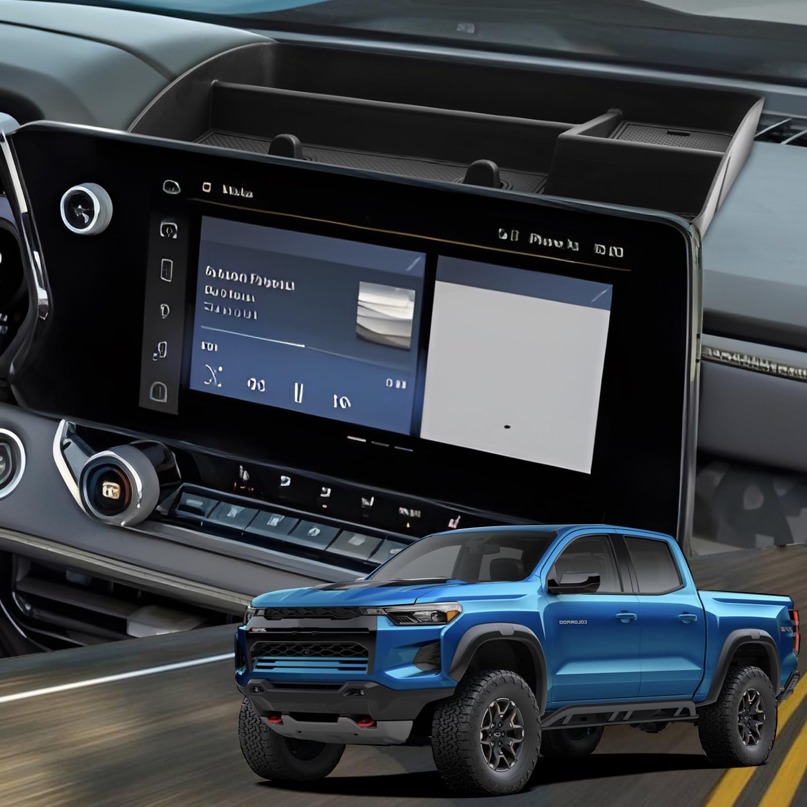 YEE PIN Chevy Dashboard Tray Colorado Behind Dash Screen Organizer for Chevy Colorado 2024 Accessories, Colorado Dash Storage Tray Center Console Dashboard Organizer for Chevy Colorado 2025 2024 2023