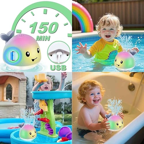 Miniatura 7 de Juguetes de baño para niños de 1 a 3 años Juguetes de baño para bebés, juguete de baño de ballena iluminado, relleno de calcetines de Navidad,