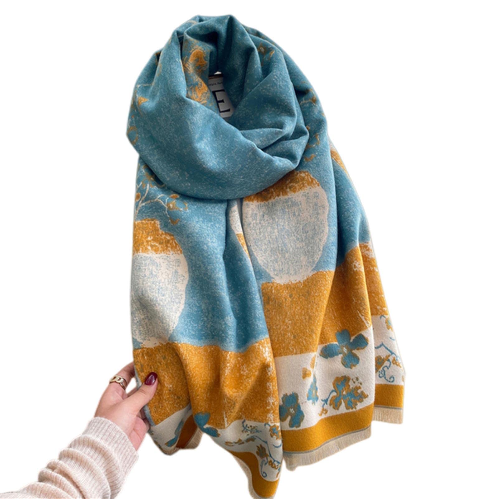 URYYRIT Foulard Écharpe Cachemire Chaude Dames Imprimer Un Châle De Couverture Hivernale Épaisse Et Envelopper Pashmina 180 * 65 Cm Femmes-Wyt58-6