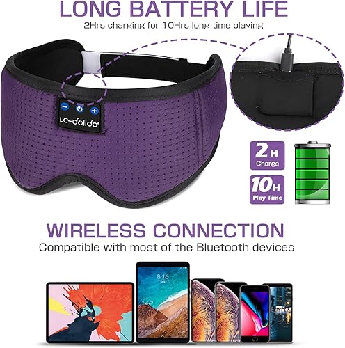 Miniatura 6 de LC-dolida - Antifaz para dormir con auriculares Bluetooth, máscara de dormir 3D para dormir de lado, el mejor regalo y esencial de viaje