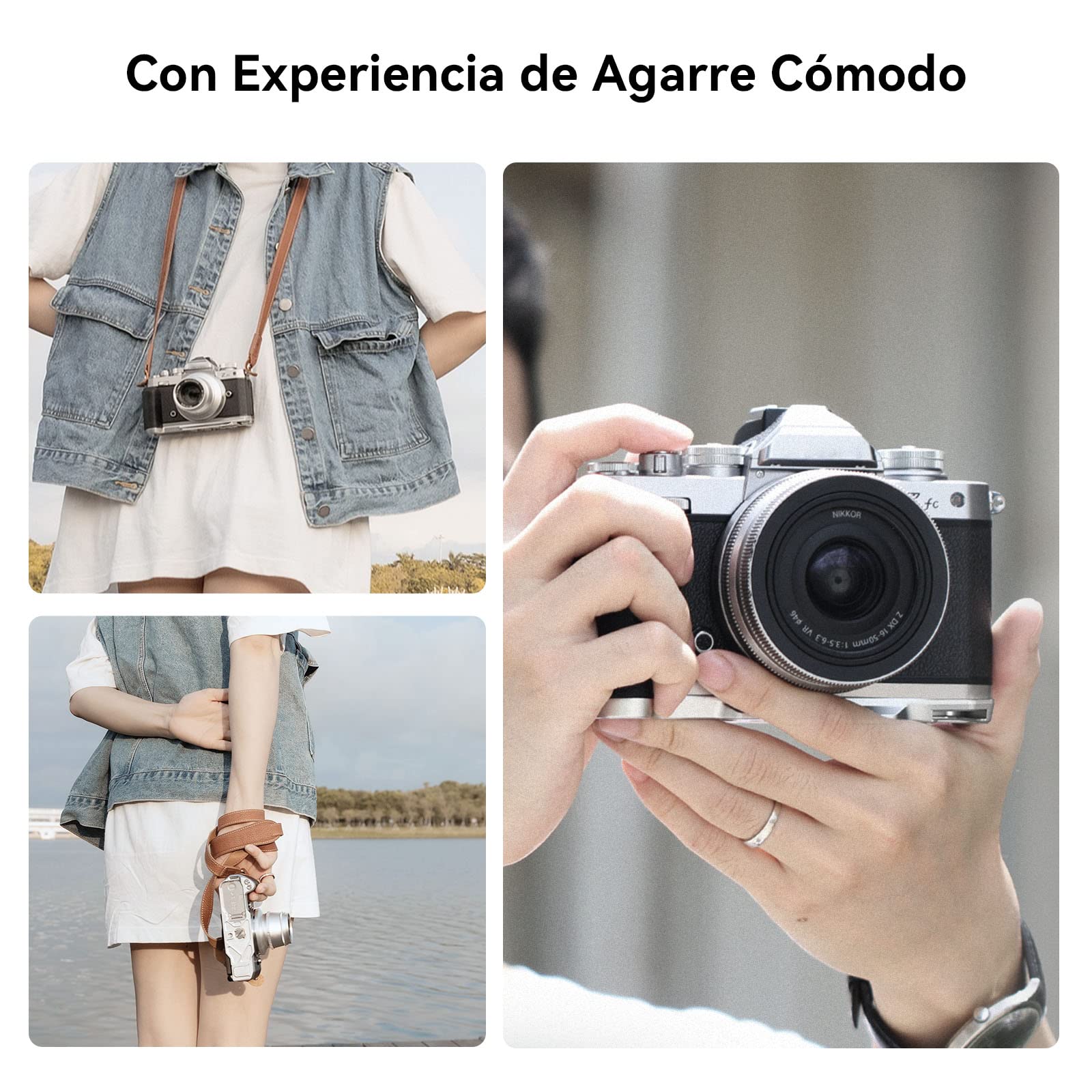SMALLRIG Retro L-Shape Grip para Nikon Z FC, Empuñadura en Forma de L con Placa para Arca Swiss y Cold Shoe Incorporada - 3480