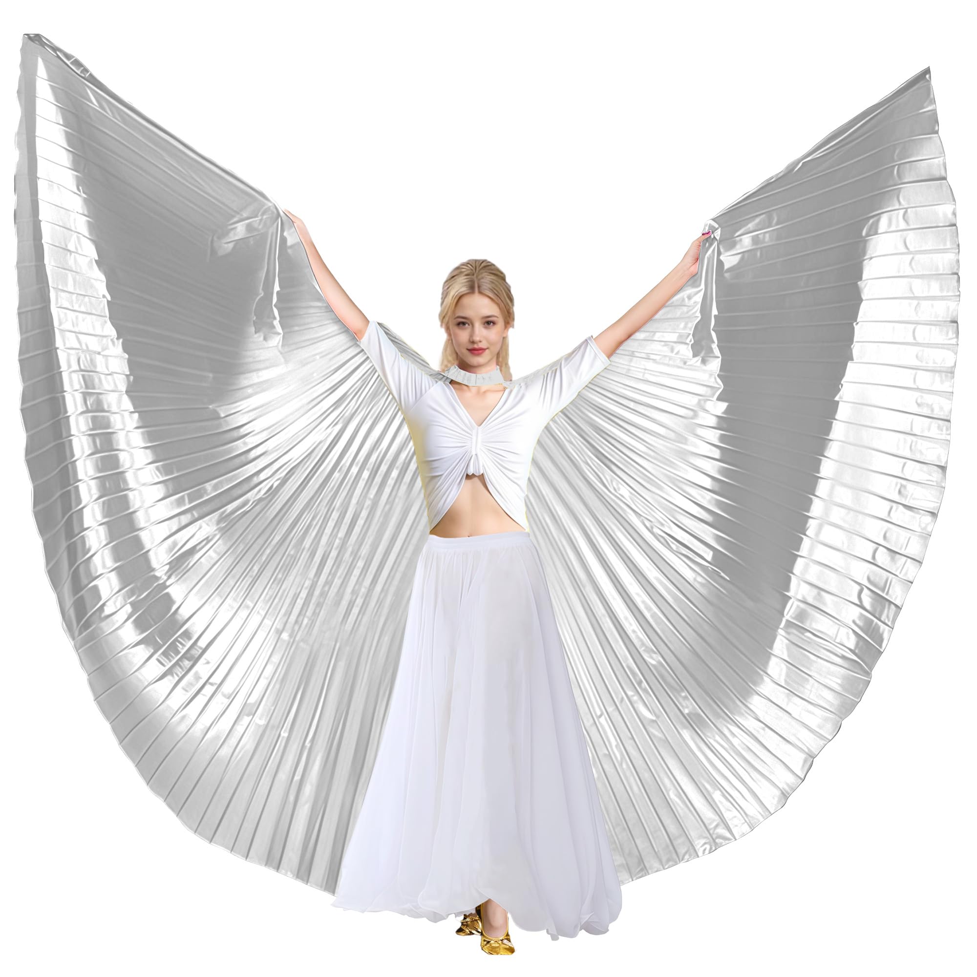 MUNAFIE Unisex Isis Flügel für Erwachsene Bauchtanz Flügel Umhang mit Stöcke Halloween Bauchtanz Kostüm Damen für Karneval Cosplay Tanzen