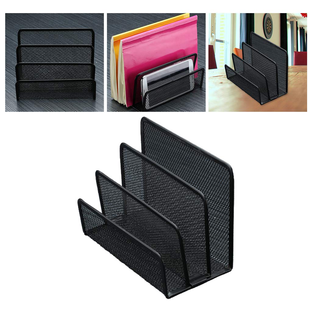 MAJIAOFANG Black Metal File Holder 3 Sections File For Desk Translucen File Sorter File Folder Holder Mail Letter Holder For Envelopes Mail Electronics