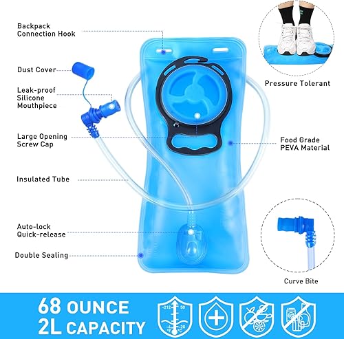 Miniatura 5 de Rave Hydration Pack, Hydration Backpack with 2L Hydration Bladder, Festival Essential Water Backpack for Hiking, Running, Cycling, and Music