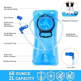 KUYOU Rave Hydration Pack, Hydration Backpack with 2L Hydration Bladder, Festival Essential Water Backpack for Hiking, Running, Cycling, and Music Festivals