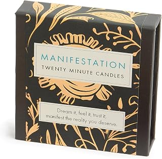 Signature Collection – Manifestation (Folk). 12 x Twenty Minute Candles with a Ceramic Holder.