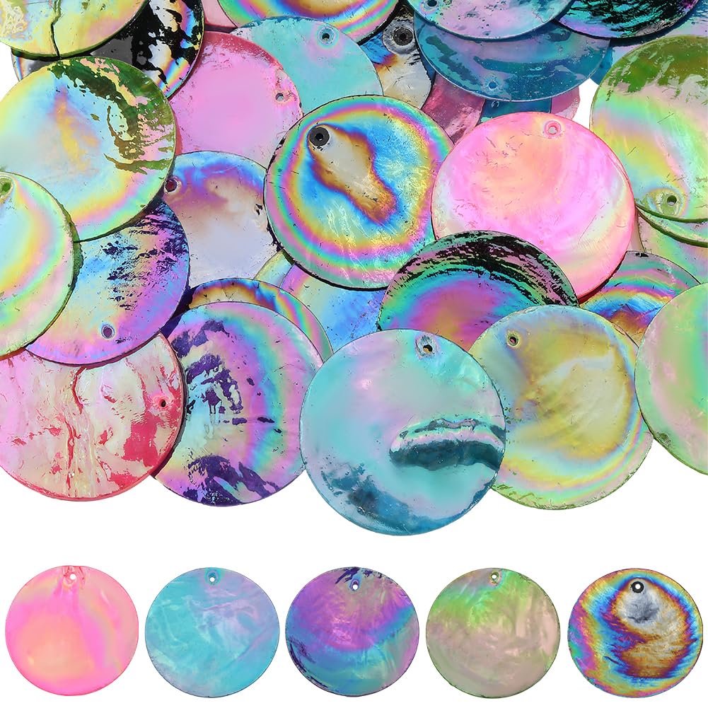 Breloques en coquillage Capiz ronds 50 pièces pour bijoux bohèmes