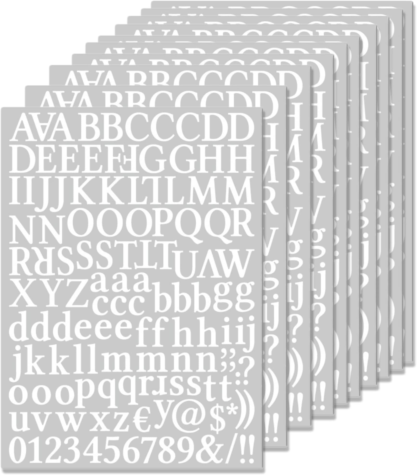 1320 pcs 10 Sheets Self Adhesive Vinyl Letters Numbers Kit