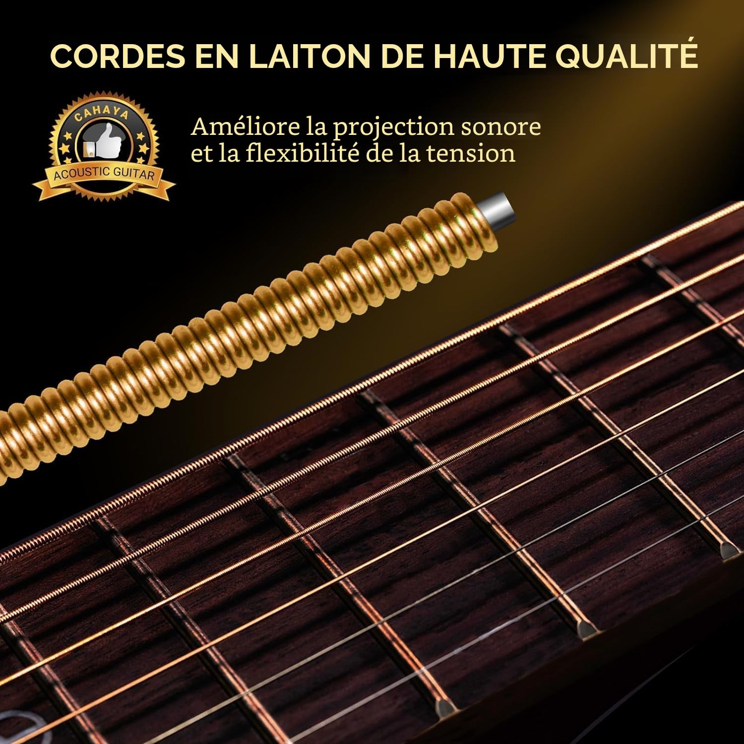 CAHAYA Guitare acoustique ：38 pouces All Wood, Pour débutant, pour enfants adolescents et adultes avec sac de guitare, cordes en laiton, capodastre, médiator, autocollants d'échelle et tissu CY0354