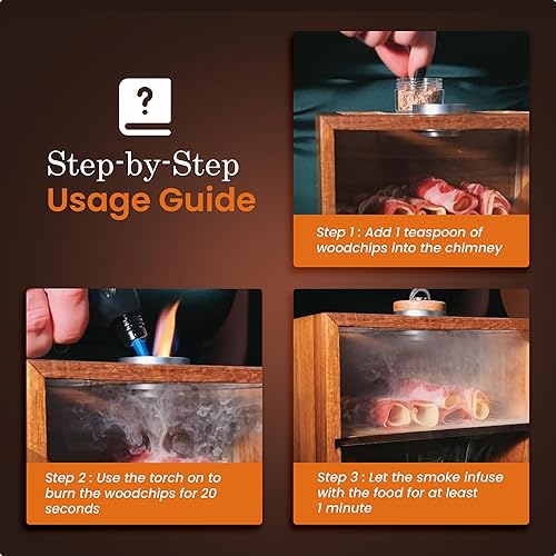 Miniatura 4 de Bon Apperoo Caja de ahumador culinario de 4 vasos con antorcha  Infusor portátil de alimentos fríos y cócteles  Kit de ahumado de whisky y bourbon