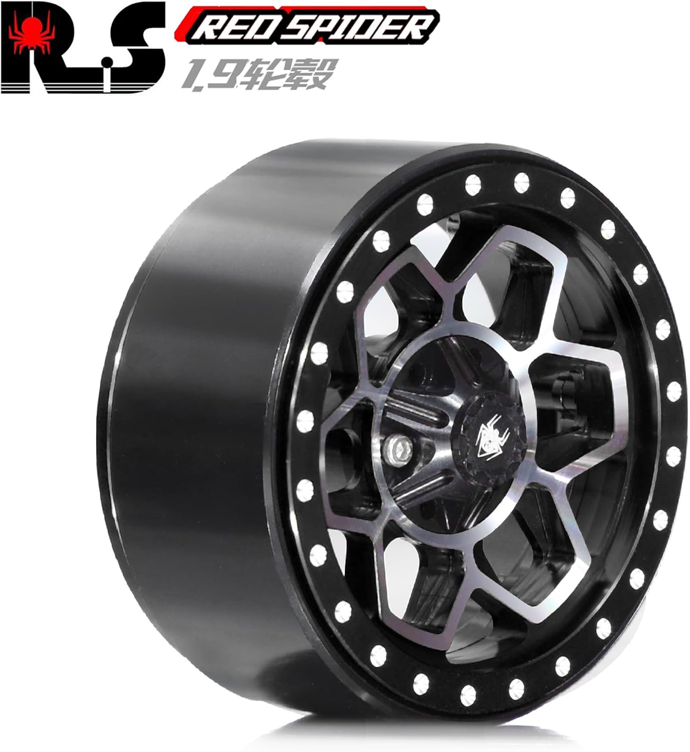 REDSPIDER 1.9 Beadlock Wheels（4pcs） Aluminum 1.9 Wheels 12mm Hex for 1/10 RC Crawler SCX10 Pro TRX4 TRX6 VS4-10 Gen8 1.9 Crawler Wheels (Black)