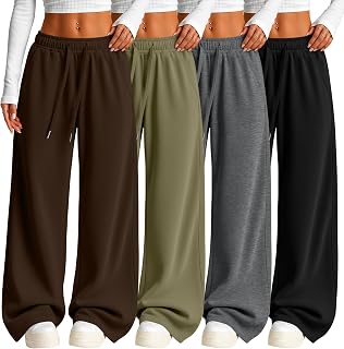 4 Pack Women's Wide Leg Sweatpants Baggy Pants