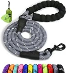 Taglory Rope Dog Leash for Medium Large Dogs, 6 FT Padded Handle, Red | Climbing Rope for Strong Pullers, Reflective for Night Walks and Training, Comfortable Grip, Anti-tangle Swivel Clip 1/2 inch