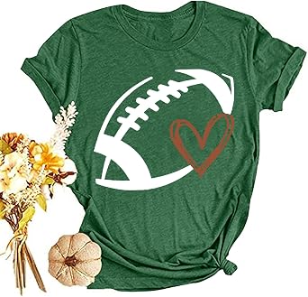 Crewneck Shirts for Women Fall Summer Short Sleeve Workout Gym Football Funny Top T Shirt Blouse Women 2025