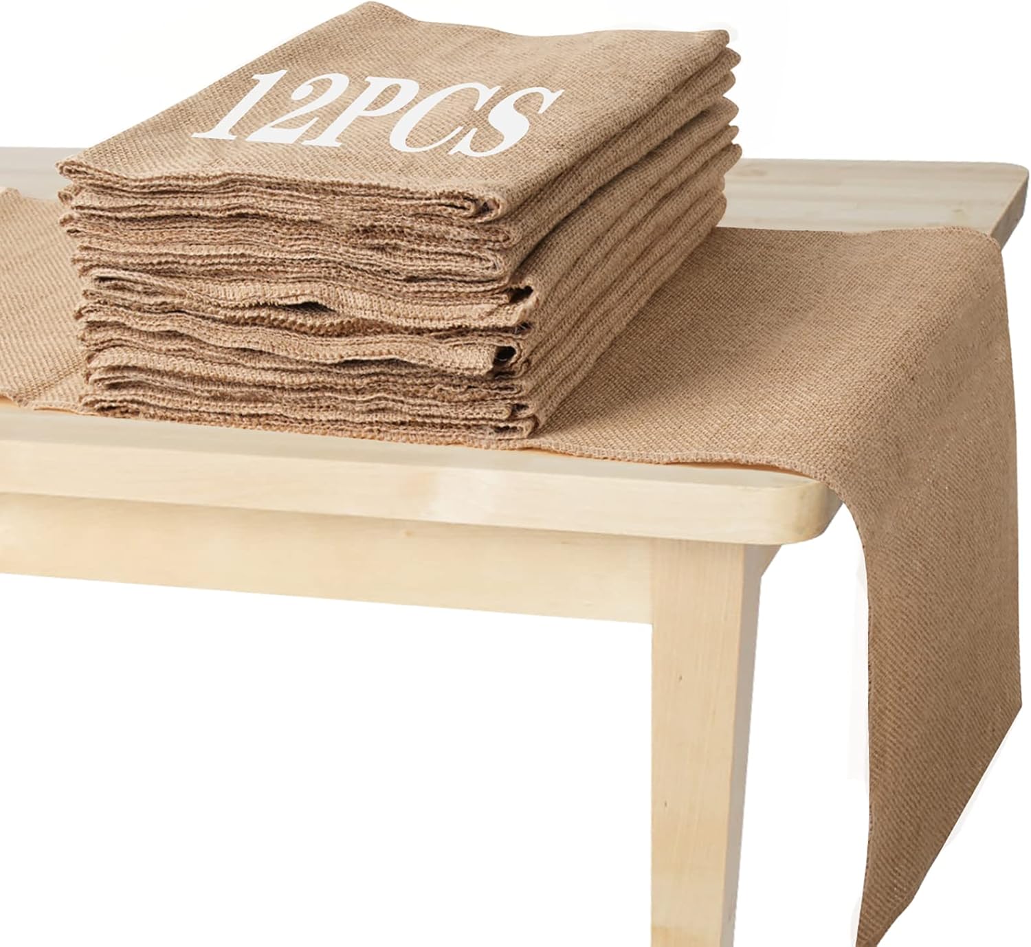 12 Packs Burlap Wedding Table Runners, 12 x 71 Inch Farmhouse Natural Jute Country Vintage Tablecloth for Banquets, Vintage Wedding Rustic Banquet Table Decoration