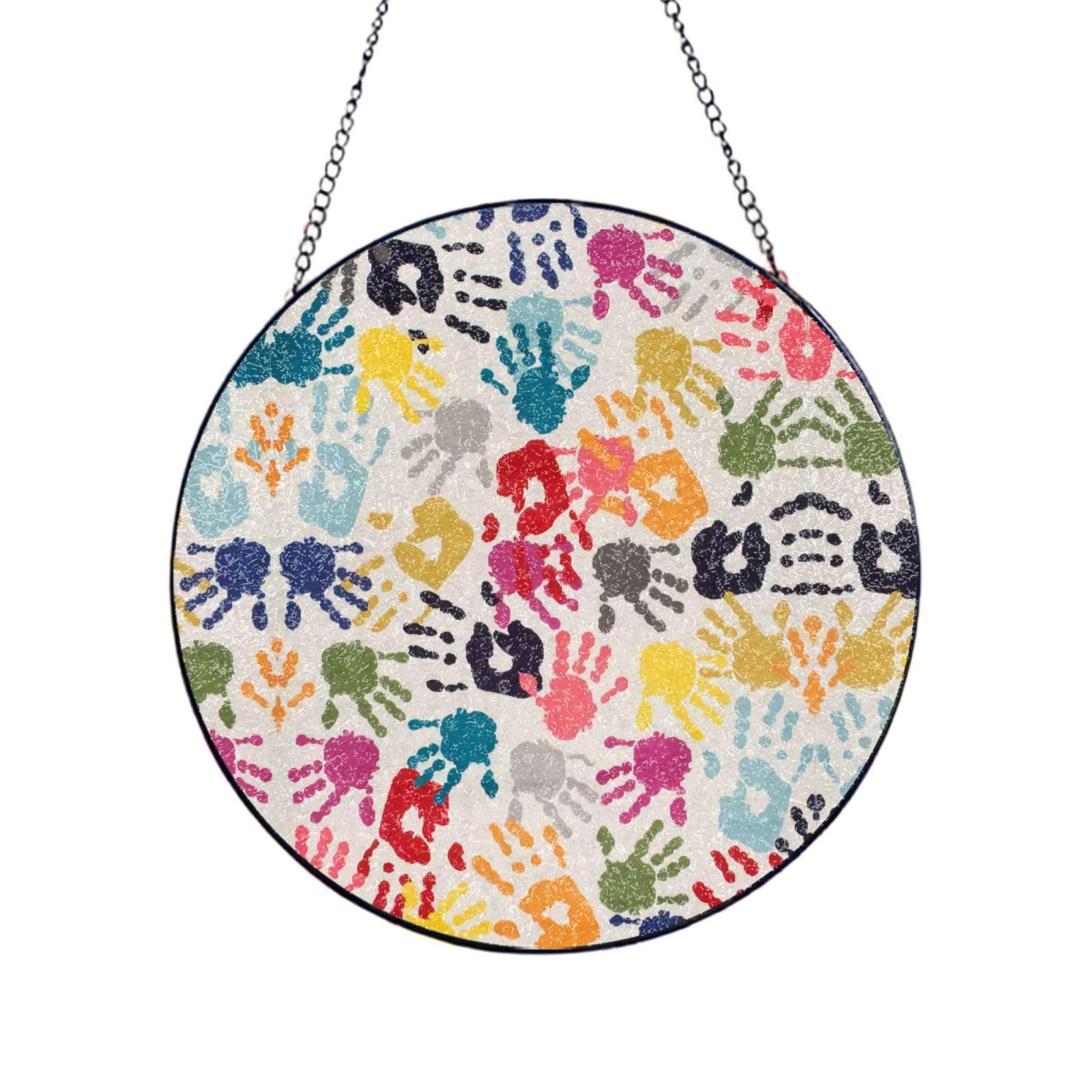 Phayah Hand Print Print Glass Window Hanging Sun Catchers Suncatcher Decor For Birthday For Home Garden Porch 6in（15cm）