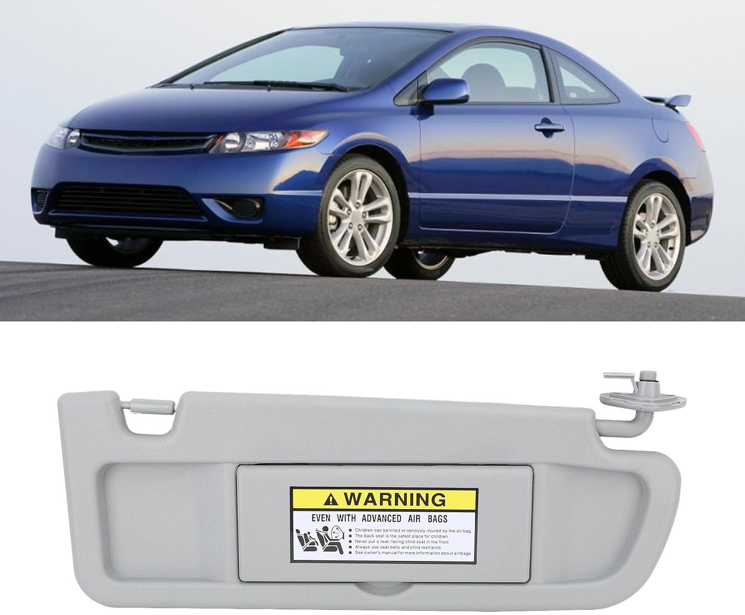 Sun Visor Compatible with 2006 2007 2008 2009 2010 2011, Left & Right Driver Passenger Side Sun Visors Replaces, Clear Mirro, with Sun Visor Clip for (Right Passenger