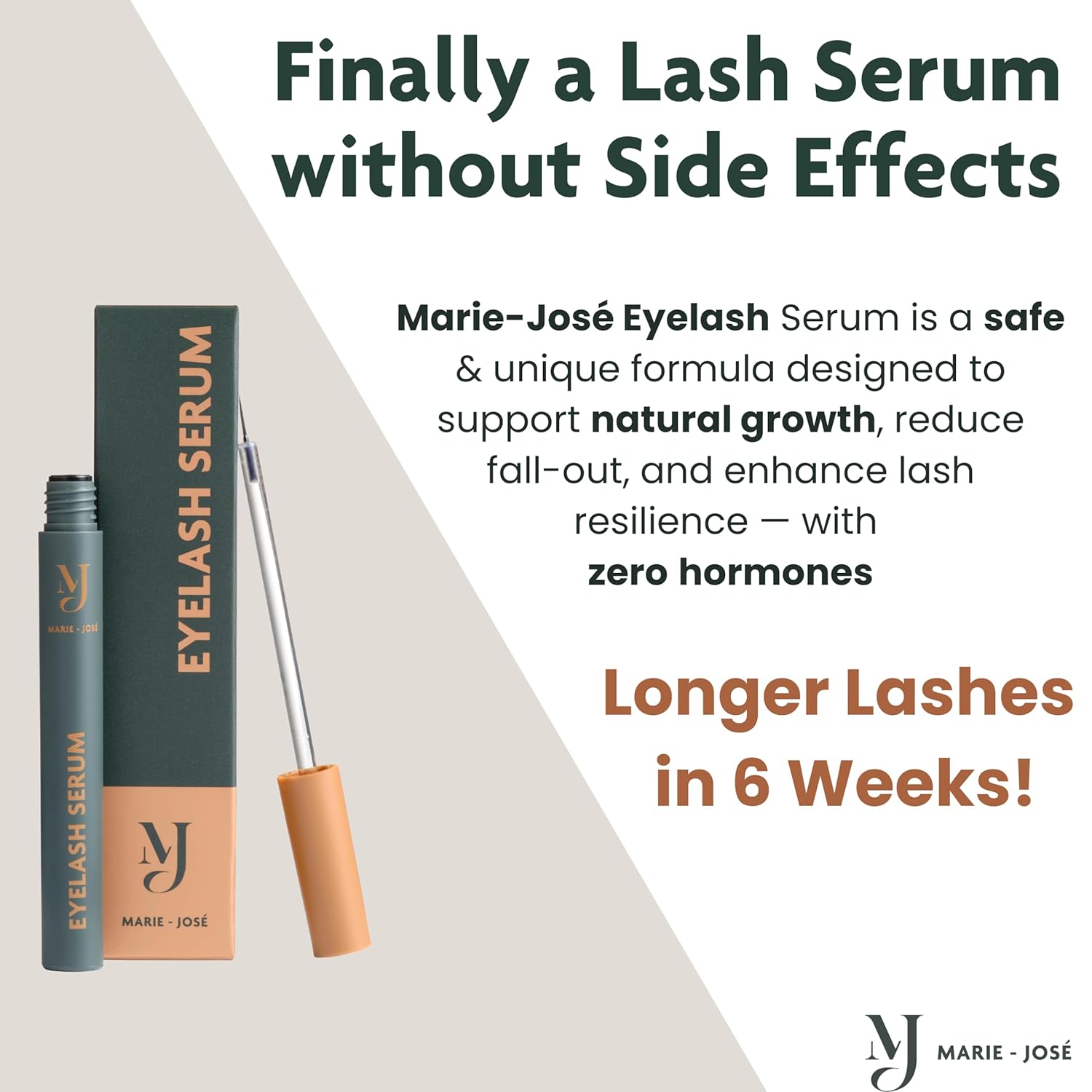 Marie-José Multi Peptide Lash Serum – Hormone-Free Eyelash Serum for Stronger, Fuller-Looking Lashes | Gentle Formula for Sensitive Eyes & Contact Lens Wearers | 3 ml