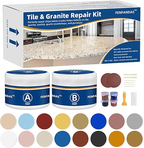 Kit de reparación de azulejos y granito, piedra de porcelana de mármol y encimeras de cuarzo, kit de reparación para astillas, abolladuras, grietas,