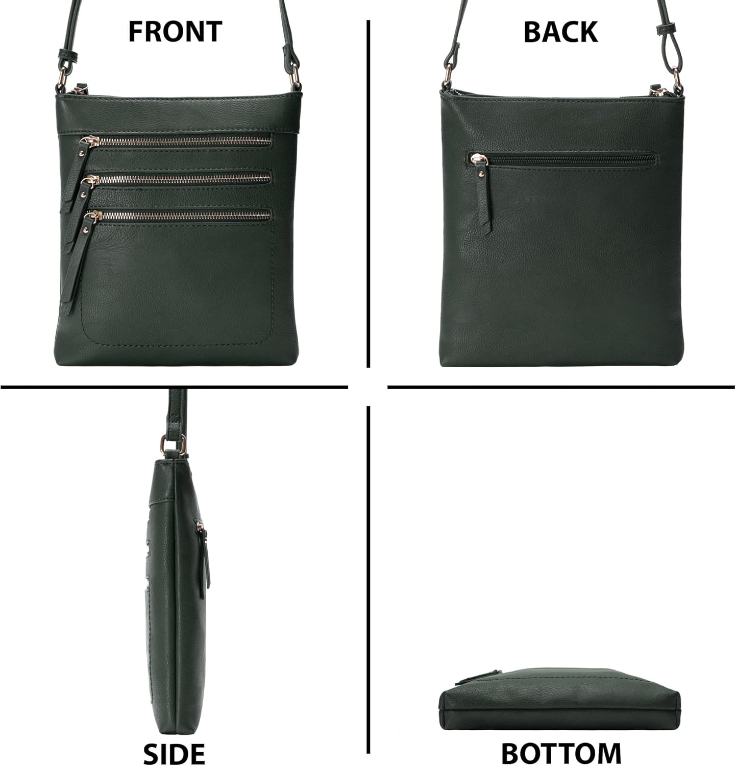 Solene Crossbody Bag Functional Multi Pocket Messenger Purse Top Zip Closure Shoulder Handbag With Adjustable Strap