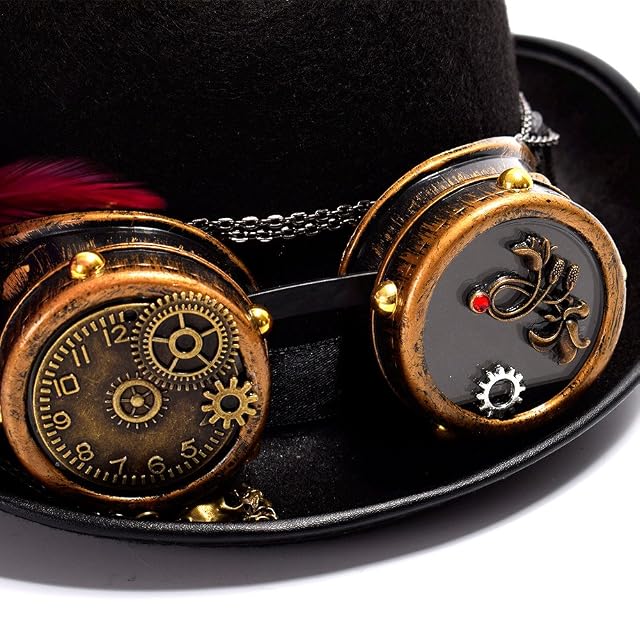 Foto 7 de 8 de BLESSUME Sombrero Steampunk Gótico Chistera con Gafas Unisex (Colore G, M)