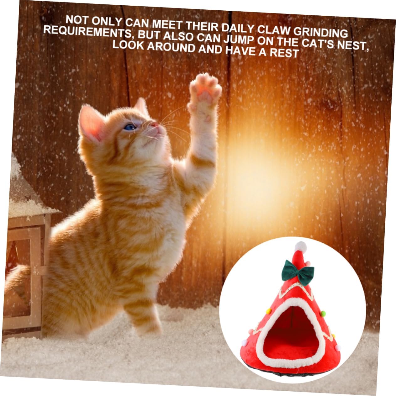 Angoily Christmas Cat House Warm Pet Nest for Cats and Dogs Cozy Cushion for Stylish Xmas Decor Windproof Washable for Living Room Bedroom