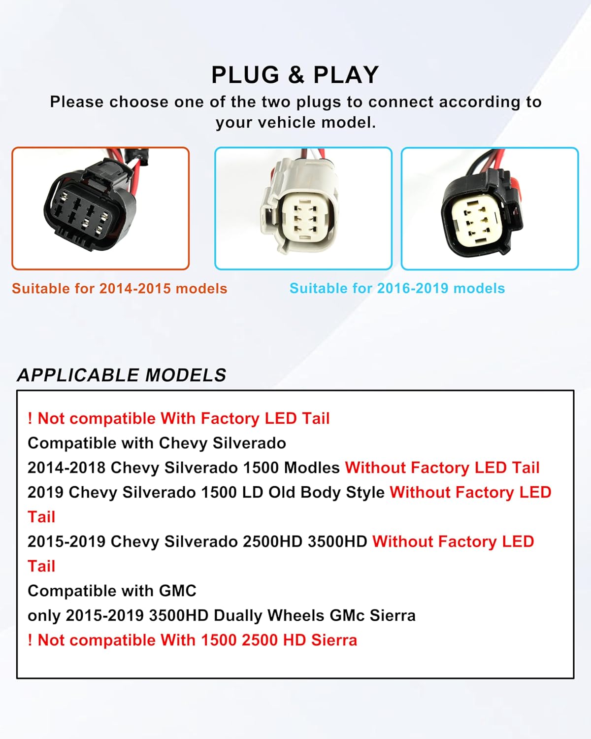 LED Tail Lights for 2014-2018 Chevy Silverado 1500 & 2015-2019 2500HD/3500HD (Non-Factory LED), Smoked Lens, Brake/Stop/Reverse Lights for Chevy Silverado Accessories