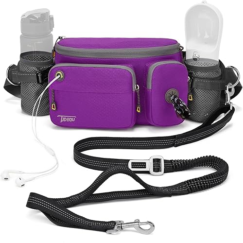 Miniatura 8 de TUDEQU Cinturón para pasear perros 4 en 1 con cangurera grande, riñonera para perro, correa de correa de perro manos libres para perros grandes que