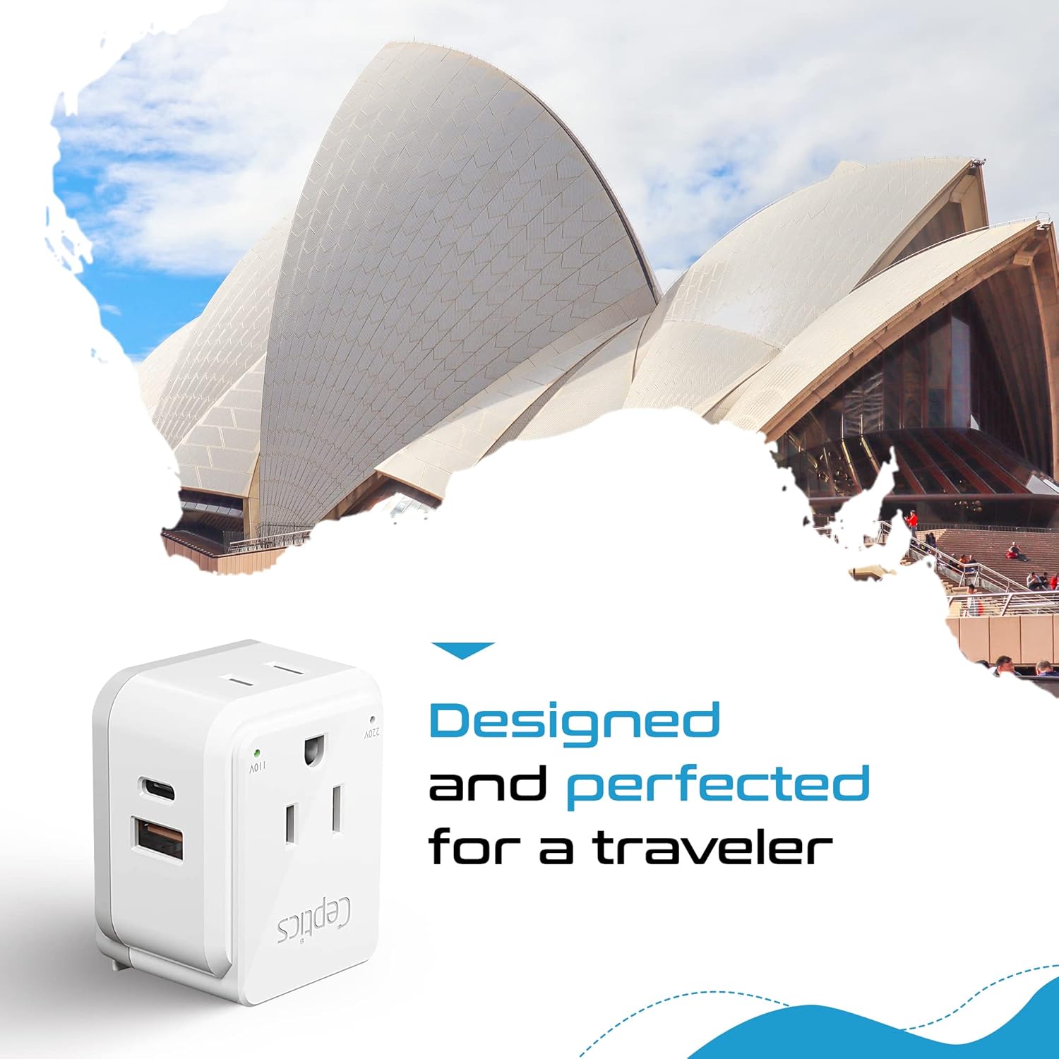 40% Off Discount Ceptics - Travel Adapter Set, European Plug Adapter Type I-3.1A, 4 Ports in 1 New Zealand Plug Adaptor, 2 USA Inputs, 1 USB Port, 1 USB-C Port, Compact and Portable Adapter Australia-Compatible Plug