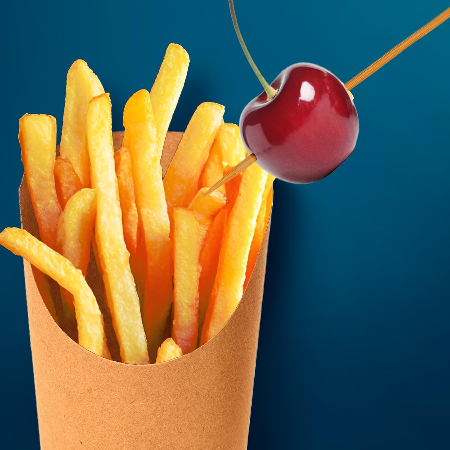 30 Pcs Brown Kraft Paper Cone Cups 12oz with 100 Gold Bead Bamboo Picks Disposable Brown Serving Cones and Cocktail Skewers for Appetizers Dessert Fries Ice Cream image 4