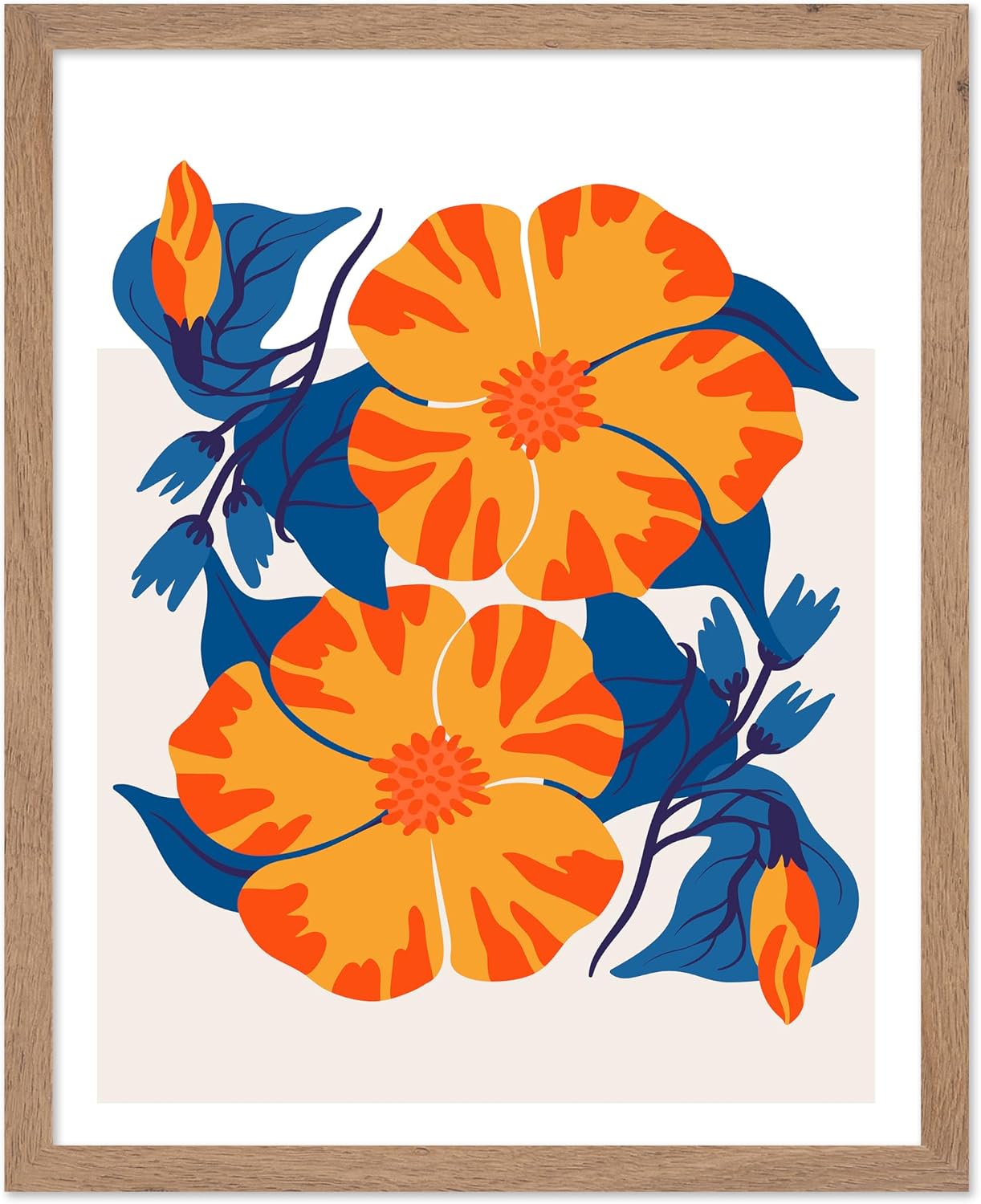 Poster Master Yellow Orange Hibiscus Poster - Retro Flower Print - Abstract Art - Trendy Design - Floral Print - Watercolor Design - Chic Boho Decor - Aesthetic Flower Shop Decor - 8x10 UNFRAMED