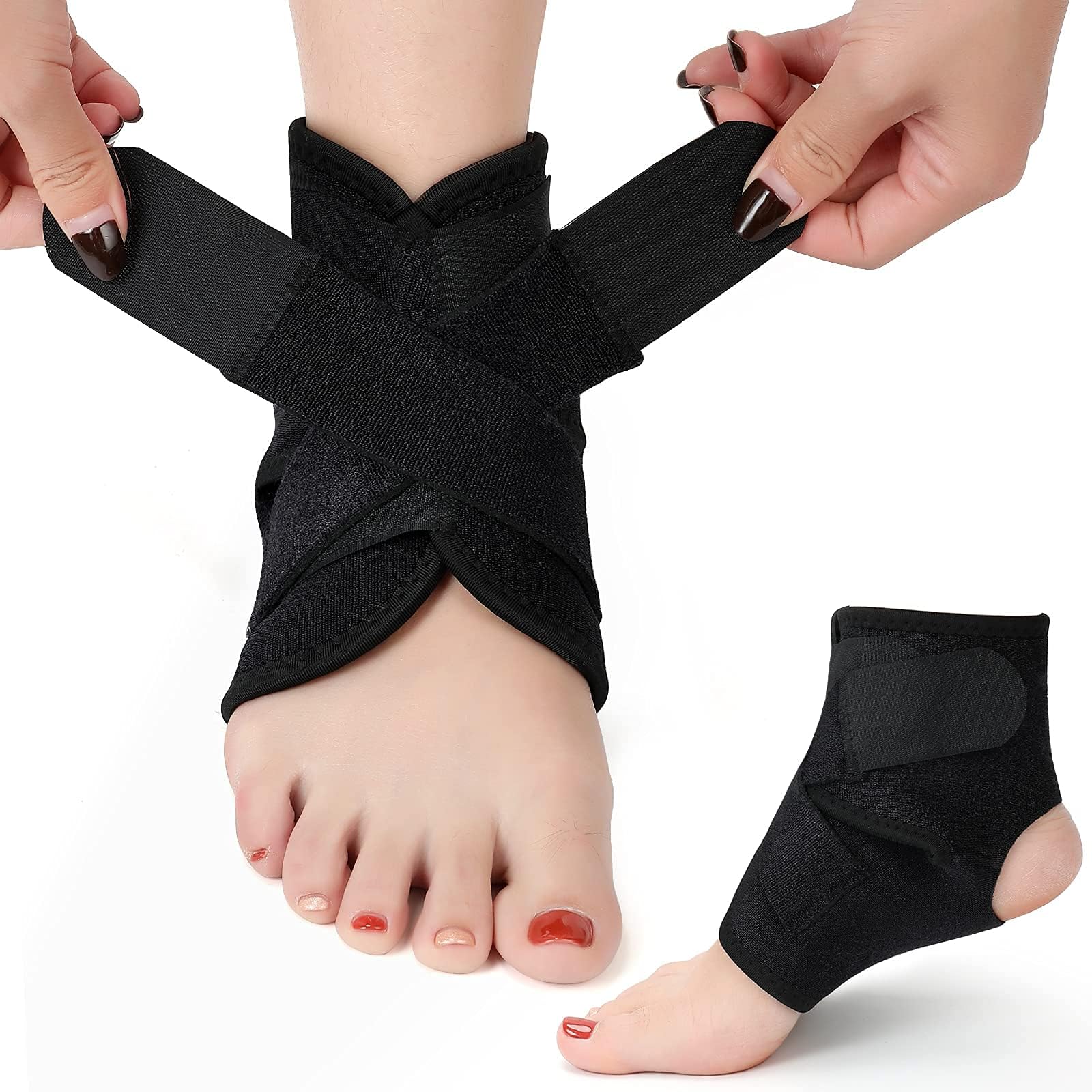 AMERTEER 1PCS Ankle Braces, Adjustable Compression Ankle Support Men & Women, Ankle Support, Stabilize Ligaments & Plantar Fasciitis, One Size Fits All Ankle Brace Support for Sprains & Pain