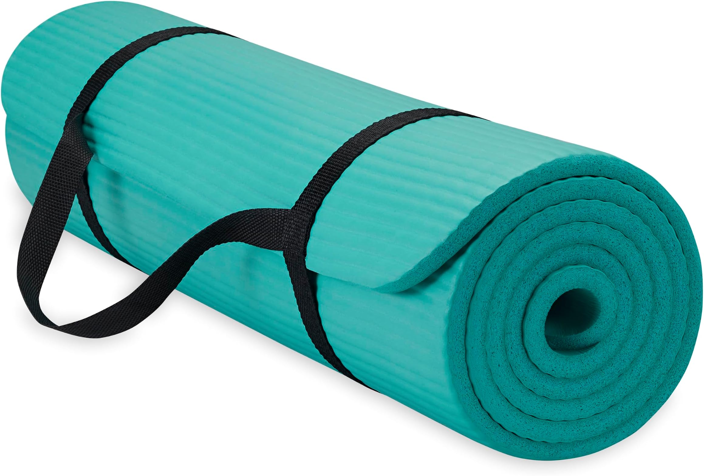 Gaiam Thick Yoga Mat, Exercise & Fitness Mat with Easy-Cinch Carrying Strap | Non-Slip NBR Foam | Joint Cushioning | Yoga, Pilates, Fitness & Floor Workouts | 72"L x 24"W