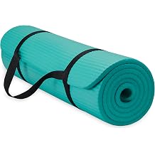 Gaiam Thick Yoga Mat, Exercise &amp; Fitness Mat with Easy-Cinch Carrying Strap | Non-Slip NBR Foam | Joint Cushioning | Yoga, Pilates, Fitness &amp; Floor Workouts | 72"L x 24"W