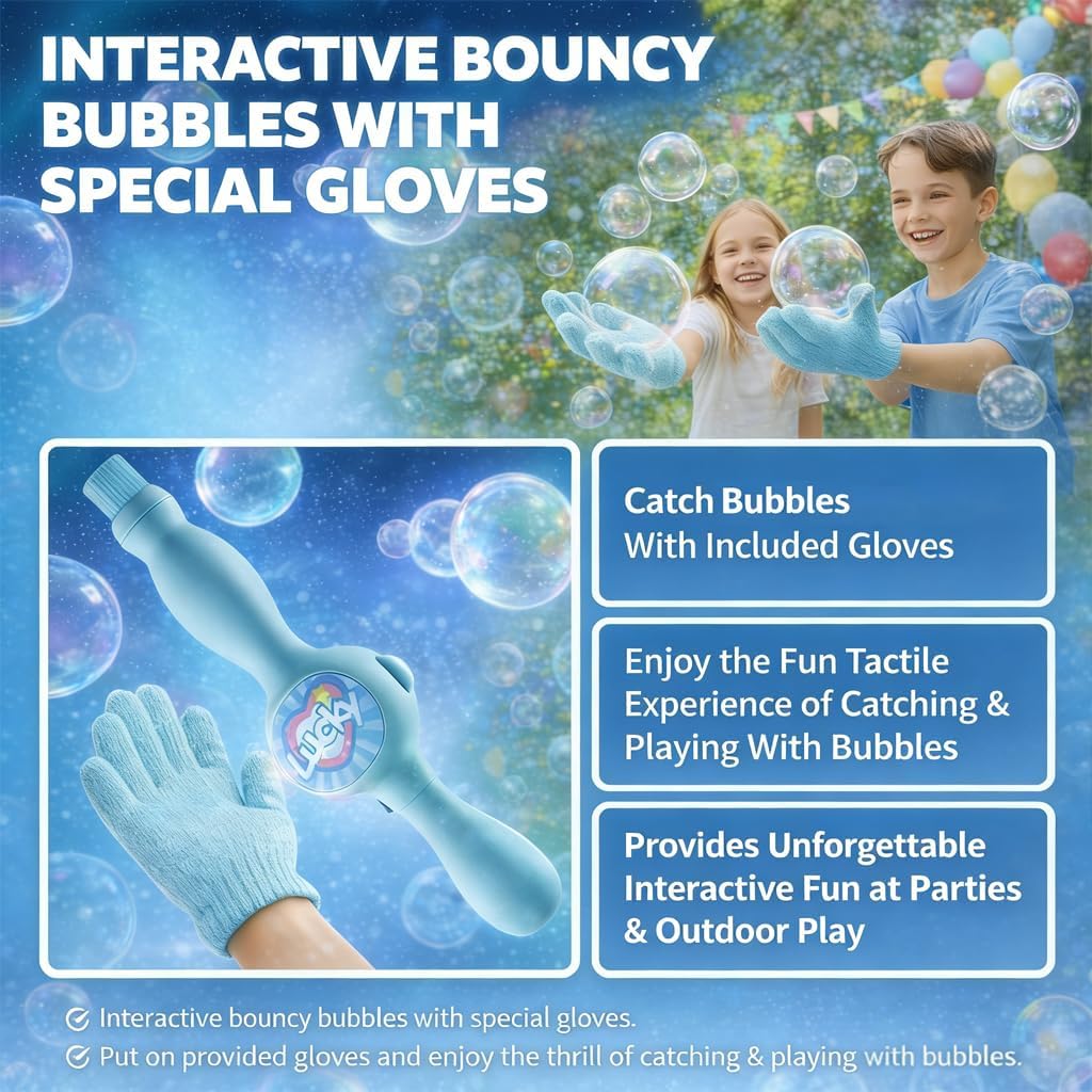 Magic Fog Bubble Wand, Elastic Bubble Fog Wand, Colorful Magic Smoke Bubble Machine, Bubble Liquid Refill with Bubbles Gloves for Parties Outdoor Play (4Pcs-Bubble Liquid Refill + Atomizer)