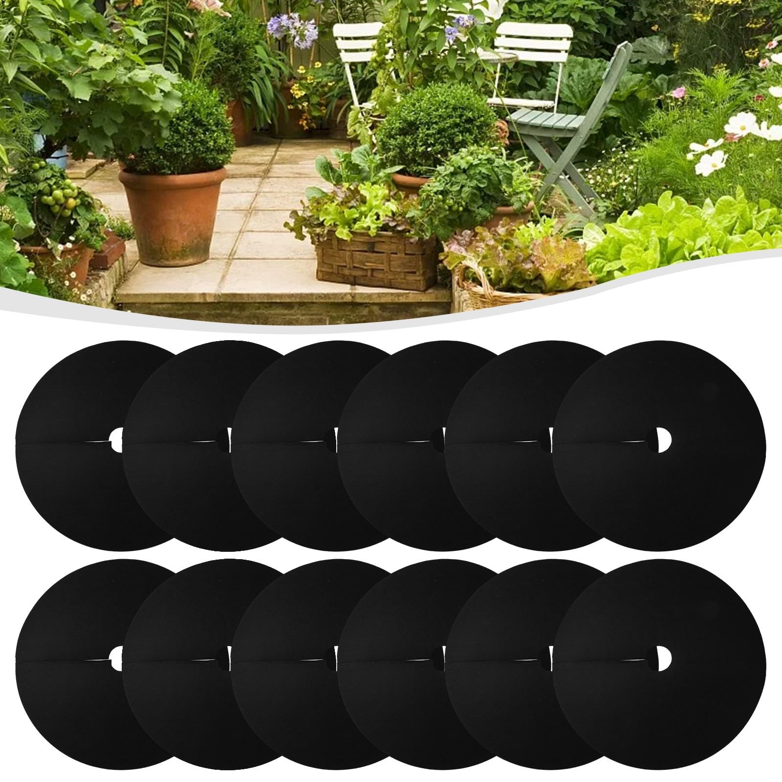 Alfombrillas de mantillo para control de césped paquete de 12 unidades de 52x52 cm para huertos